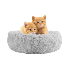  Kerek kisállat szőrmés fekhely-Szürke - S szállítóbox, fekhely kutyáknak