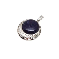 Kerek medál fém Goldstone kék 3cm medál