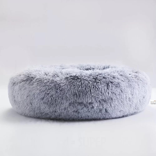 Kerek puha szőrmés fekhely - 60cm - Szürke szállítóbox, fekhely kutyáknak