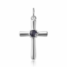  Kereszt Ezüst Medál Ausztrál Kék Zafírral, ROS880 medál