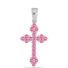  Kereszt Ezüst Medál Pelmadullai Rózsaszínű Turmalinnal, Y61116 medál