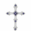 Kereszt Ezüst Medál Thai Zafírral és Fehér Topázzal, PCY11465