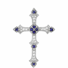  Kereszt Ezüst Medál Thai Zafírral és Fehér Topázzal, PCY11465 medál
