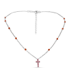  Kereszt Ezüst Nyaklánc Madagaszkári Rubinnal és Karneollal, Y62296