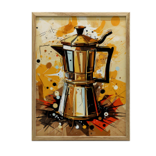 KERET FALI PLAKÁT ARANY ARMA VIRÁGOK 30x40 CM FA BARNA grafika, keretezett kép
