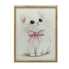  KERET FALI PLAKÁT ARNYI MACSKA RÓZSASZÍN MASJOVAL 30X40 CM grafika, keretezett kép