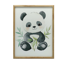 KERET FALI PLAKÁT ARNYOS PANDA LEVELEK KÖZÖTT 30x40 cm BARNA grafika, keretezett kép
