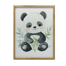 KERET FALI PLAKÁT ARNYOS PANDA LEVELEK KÖZÖTT 50x70 CM ARANY grafika, keretezett kép