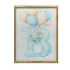 KERET FALI PLAKÁT B BETŰ Léggömbökkel 40x50 CM ARANY KERET grafika, keretezett kép