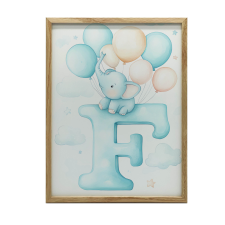 KERET FALI PLAKÁT BABYELEPHANT F BETŰ GYERMEKEKNEK 30x40 CM grafika, keretezett kép