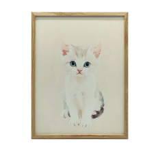 KERET FALI PLAKÁT CAT BÉZS HÁTTÉR 50x70 CM FA grafika, keretezett kép