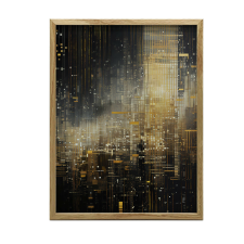  KERET FALI PLAKÁT CITY LIGHTS FEKETE ARANY 70x100 CM grafika, keretezett kép