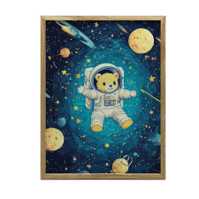 KERET FALI PLAKÁT COSMIC BEAR ASTRONAUT 30x40 CM grafika, keretezett kép
