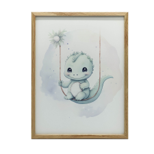 KERET FALI PLAKÁT DINOSZAURUS FA HINGÁN 30x40 CM grafika, keretezett kép