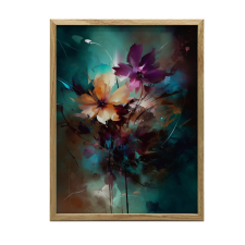 KERET FALI PLAKÁT FEKETE ÉJSZAKAI VIRÁGOK 70x100 CM MATT PAPÍR grafika, keretezett kép