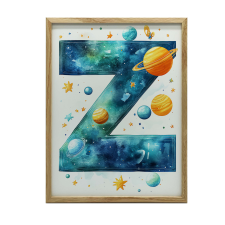  KERET FALI PLAKÁT GALAXY LETTER Z FEKETE 70X100 CM grafika, keretezett kép