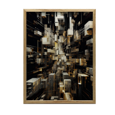 KERET FALI PLAKÁT GOLDEN LABYRINTH GLAMOUR 30x40 CM, FEHÉR grafika, keretezett kép
