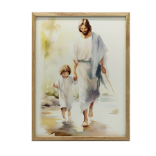  KERET FALI PLAKÁT JÉZUS BABA SÉTÁL 70x100 CM grafika, keretezett kép