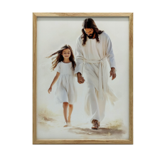 KERET FALI PLAKÁT JÉZUS ÉS A LÁNY CSENDES SÉTÁBAN 70x100 grafika, keretezett kép