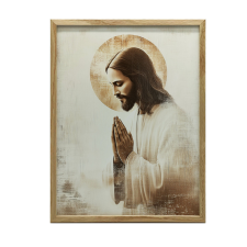 KERET FALI PLAKÁT JÉZUS IMÁBAN GOLDEN HALO 70x100 grafika, keretezett kép