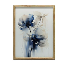 KERET FALI PLAKÁT KÉK VIRÁGOK Akvarell 30x40 CM grafika, keretezett kép