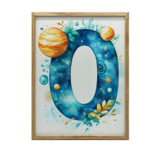  KERET FALI PLAKÁT KOZMIKUS BETŰ O FEKETE 50x70 CM grafika, keretezett kép