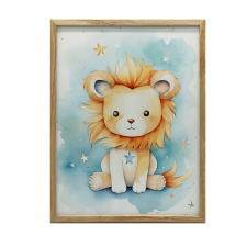KERET FALI PLAKÁT LION'S GLOW OF Dreams GYERMEKEKNEK 30x40 CM grafika, keretezett kép