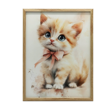 KERET FALI PLAKÁT MACSKA RÓZSASZÍN MASJAL 50x70 CM ARANY ALUMÍNIUM grafika, keretezett kép
