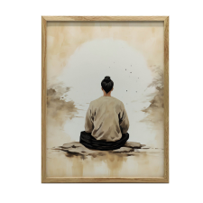  KERET FALI PLAKÁT MEDITÁLÓ FÉRFI ARANY 50X70 CM grafika, keretezett kép