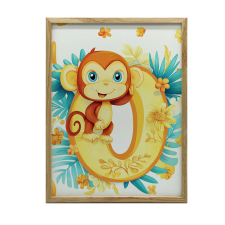  KERET FALI PLAKÁT MERRY MONKEY O BETŰN 50x70 CM grafika, keretezett kép