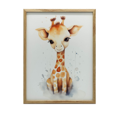 KERET FALI PLAKÁT ÖRÖMES ZSIRÁF A DZSUNGLEBŐL 50x70 CM grafika, keretezett kép