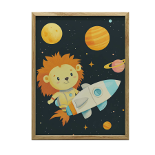  KERET FALI PLAKÁT OROSZLÁN ÁLMAI 70x100 CM ARANY grafika, keretezett kép