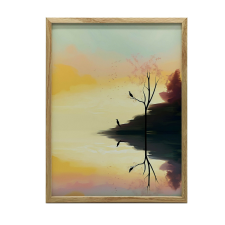 KERET FALI PLAKÁT PASZTELL TÁJ 30x40 CM ALUMÍNIUM FEKETE grafika, keretezett kép