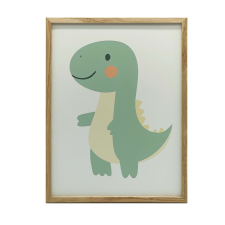 KERET FALI PLAKÁT SÖTÉTBARNA MOSOLYGÓ DINOSAUSZURUS 50x70 CM grafika, keretezett kép