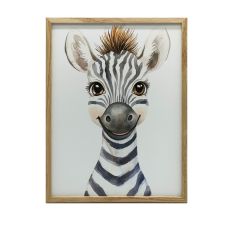  KERET FALI PLAKÁT SÖTÉTBARNA VIDÁM ZEBRA 30x40 CM grafika, keretezett kép