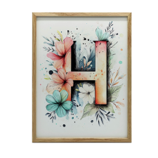 KERET FALI PLAKÁT SÖTÉTBARNA VIRÁGOS BETŰ H 50x70 CM grafika, keretezett kép