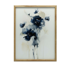 KERET FALI PLAKÁT SÖTÉTKÉK VIRÁGOK 50x70 CM FA grafika, keretezett kép