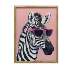  KERET FALI PLAKÁT VICCES ZEBRA RÓZSASZÍN SZEMÜVEG 70X100 CM grafika, keretezett kép