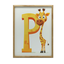 KERET FALI PLAKÁT VIDÁM ZSIRÁF P BETŰVEL 30X40 CM grafika, keretezett kép