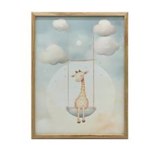 KERET FALI PLAKÁT ZSIRÁF HINTÁN 40x50 CM ALUMÍNIUM grafika, keretezett kép