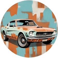 Kerma Design Öntapadós kör alakú poszter tapéta, autó, old car 120x120 cm tapéta, díszléc és más dekoráció