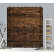 Kermix Textil zuhanyfüggöny 180x200 cm, magahóni fa mintázattal, mosható és vasalható lakástextília