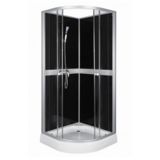Kerra CLASSIC 80 BLACK hátfalas zuhanykabin tálcával, csapteleppel kád, zuhanykabin