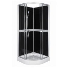 Kerra Classic 80x80 cm Black hátfalas zuhanykabin zuhanytálcával kád, zuhanykabin