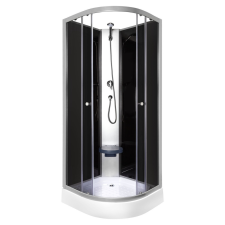 Kerra Evora Black 80 hátfalas zuhanykabin zuhanytálcával, 80x80x205 cm kád, zuhanykabin