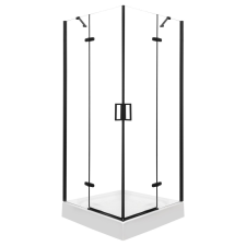 Kerra Flow Black szögletes nyílóajtós zuhanykabin 90 cm kád, zuhanykabin