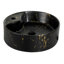 Kerra KR-138 kerámia design mosdó fekete-arany márvány mintával szaniter