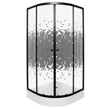 Kerra Pixel Black 80 íves zuhanykabin zuhanytálcával kád, zuhanykabin