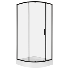 Kerra Solid RPS 80 fekete íves egyajtós zuhanykabin zuhanytálcával kád, zuhanykabin