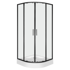 Kerra Solid RS 90 fekete íves duplaajtós zuhanykabin zuhanytálcával kád, zuhanykabin